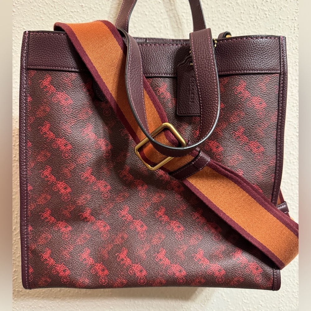 Coach Horse Carriage Field Tote Oxblood Cranberry-Tags removed, new bag
